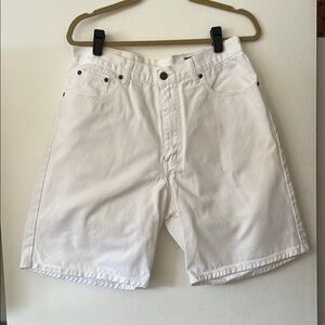 VTG Eddie Bauer Denim 100% Cotton Loose Fit White Jean Shorts Size 14